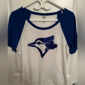 Toronto Blue Jays Sequin Logo Cotton T-shirt | Size: M